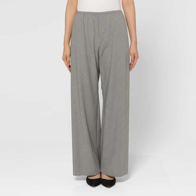 BARNEYS NEW YORK ウォッシャブル 千鳥格子柄 バイアスパンツ GRAY