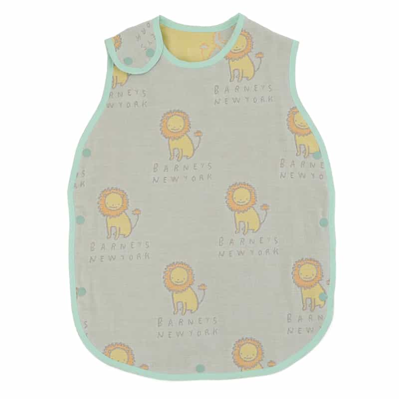 BARNEYS NEW YORK ベビーライオン柄 6重ガーゼ スリーパー LIGHT BLUE