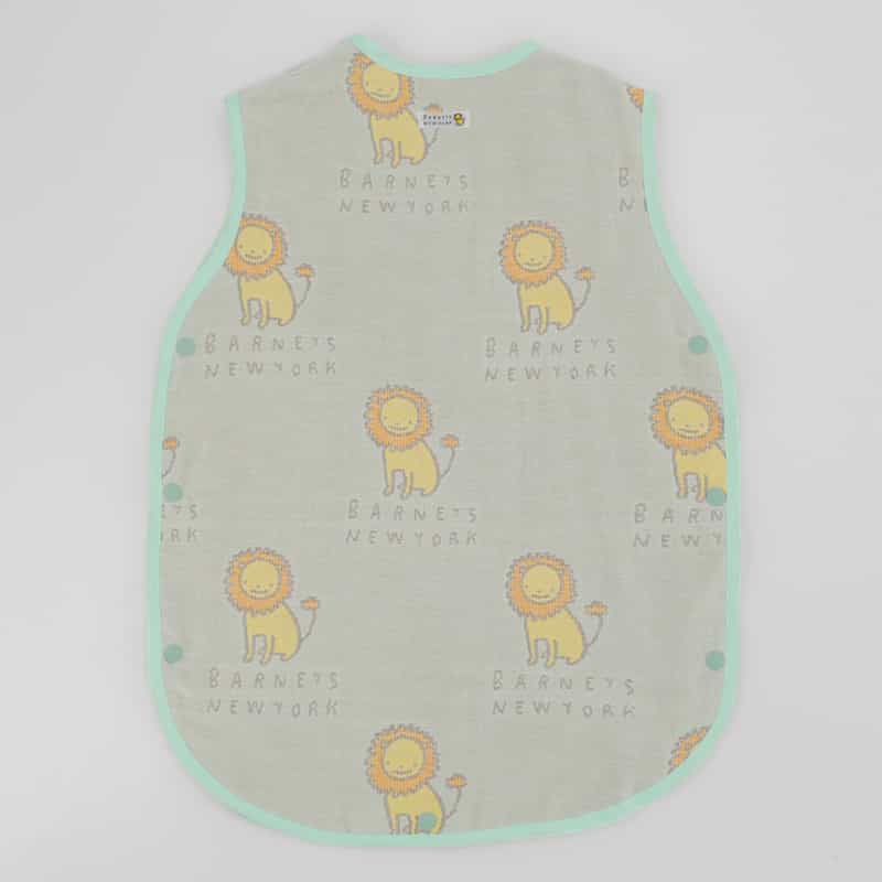 BARNEYS NEW YORK ベビーライオン柄 6重ガーゼ スリーパー LIGHT BLUE