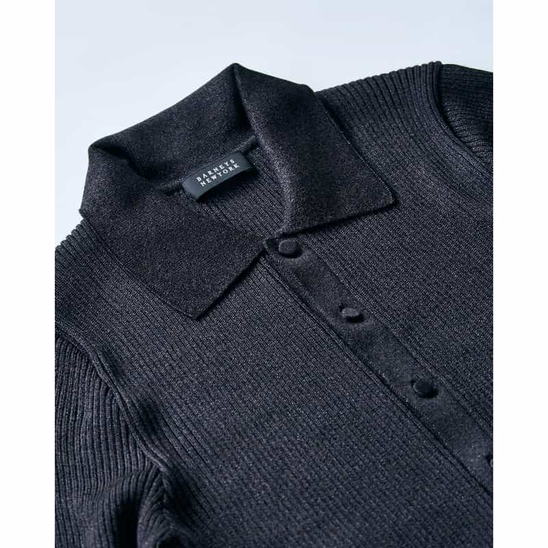 BARNEYS NEW YORK BARNEYS NEW YORK by KANAKO SAKAI　襟付きラメニットカーディガン BLACK