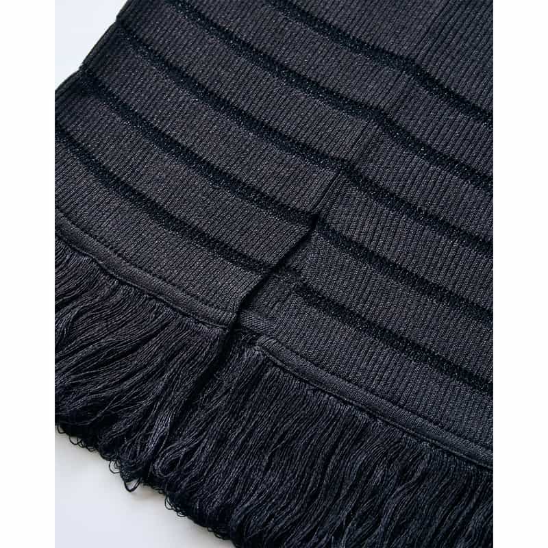 BARNEYS NEW YORK BARNEYS NEW YORK by KANAKO SAKAI　ラメニットフリンジスカート BLACK