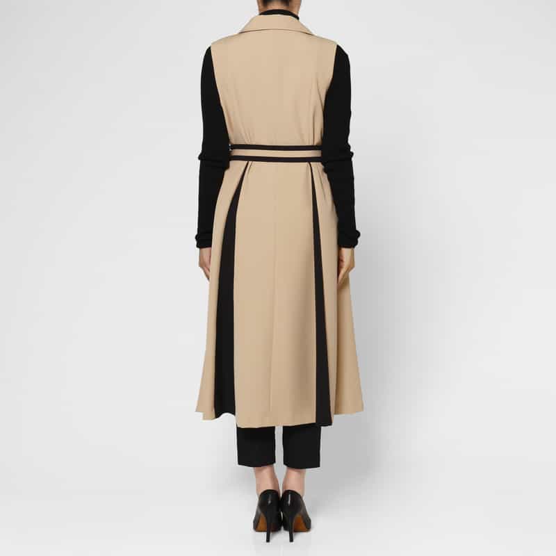 BARNEYS NEW YORK 異素材コンビネーション ベルテッド ロングジレ CAMEL