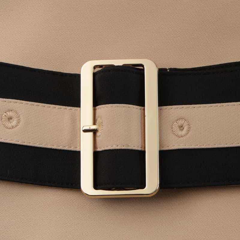 BARNEYS NEW YORK 異素材コンビネーション ベルテッド ロングジレ CAMEL