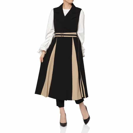 異素材コンビネーション ベルテッド ロングジレ