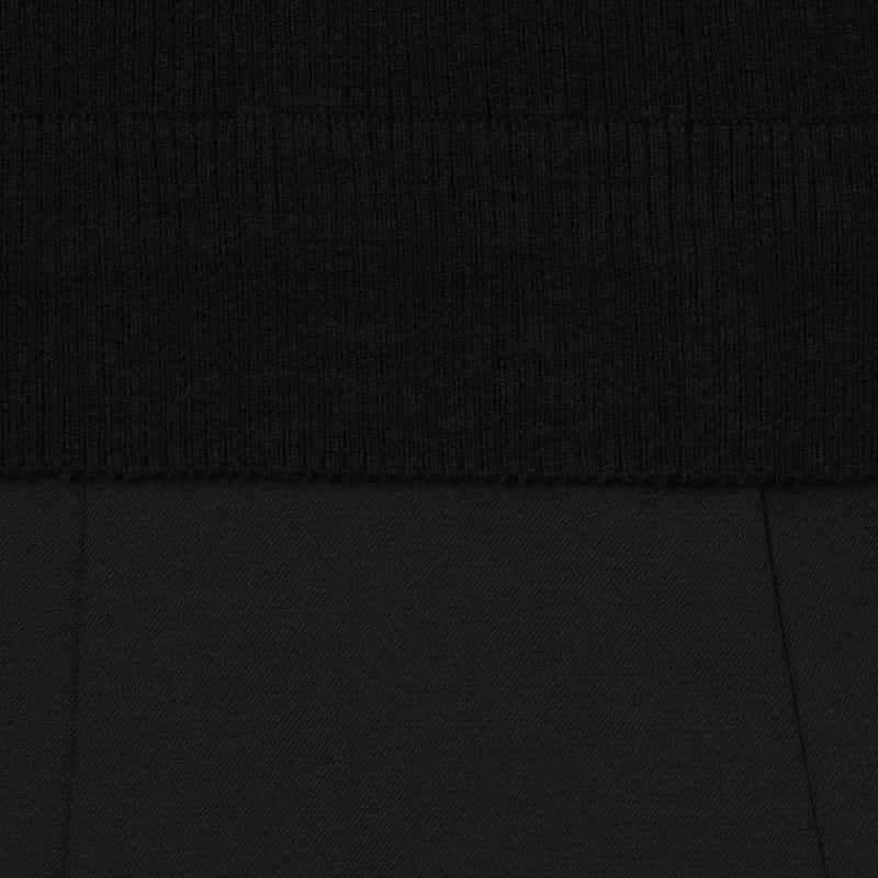 BARNEYS NEW YORK 異素材コンビネーション フラワープリント ボウタイニットドレス BLACK