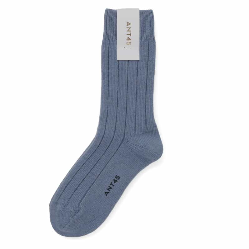 ANT45 ANT45 ＜アント クワランタチンクエ＞ カシミヤ混リブソックス BLUE