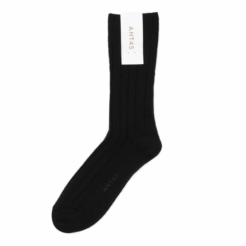 ANT45 ANT45 ＜アント クワランタチンクエ＞ カシミヤ混リブソックス BLACK