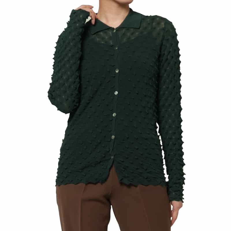 OPEN SESAME CLUB OPEN SESAME CLUB ＜オープン セサミ クラブ＞バーニーズ　ニューヨーク限定 襟付きニットカーディガン GREEN