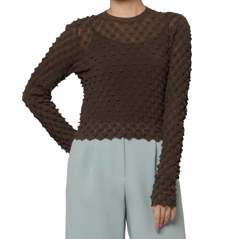 OPEN SESAME CLUB OPEN SESAME CLUB ＜オープン セサミ クラブ＞ シアーツイストニットプルオーバー BROWN