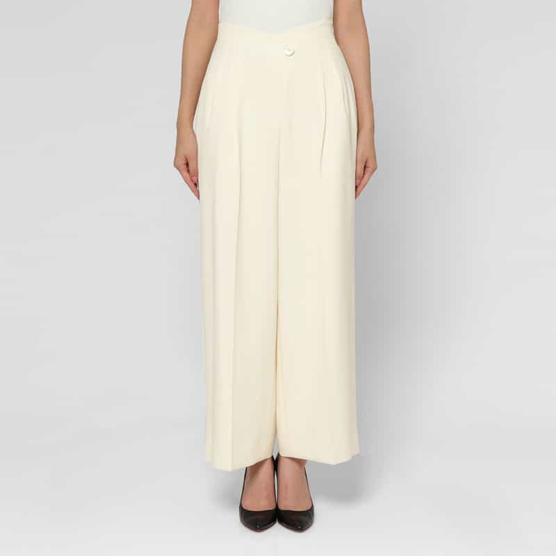 BARNEYS NEW YORK セットアップ ダブルクロス 2タックワイドパンツ OFF WHITE