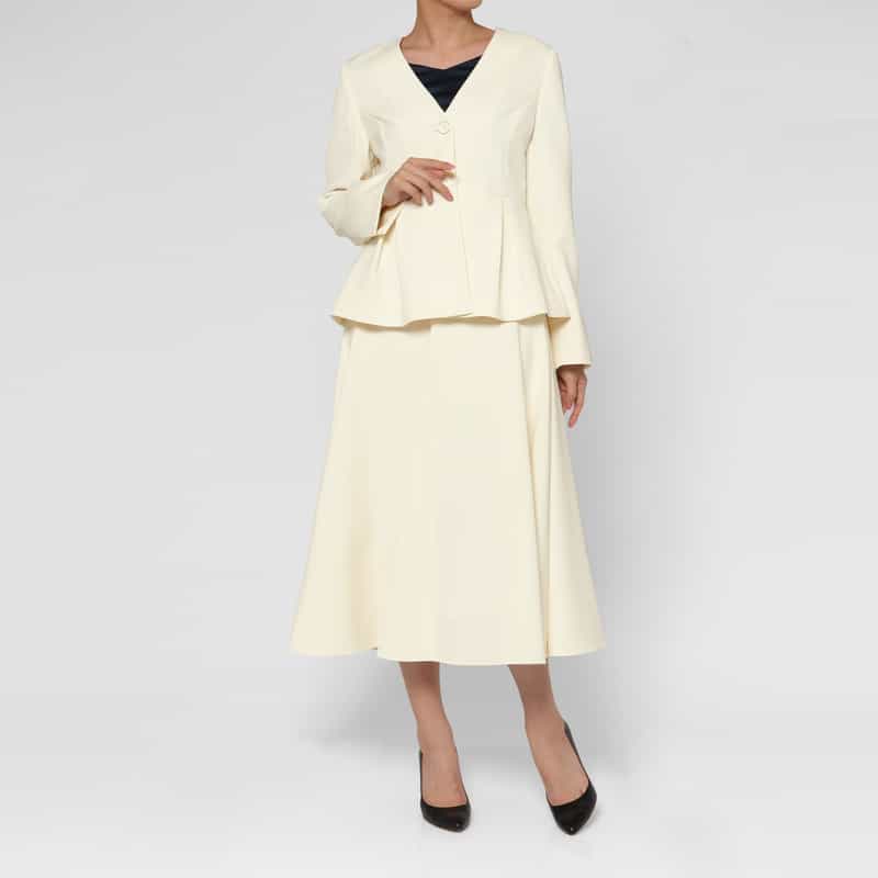 BARNEYS NEW YORK セットアップ ダブルクロス フレアスカート OFF WHITE
