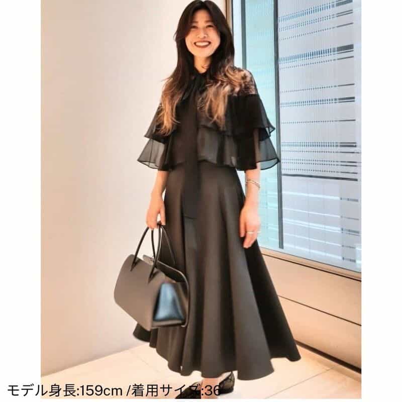 BARNEYS NEW YORK セットアップ ダブルクロス フレアスカート BLACK