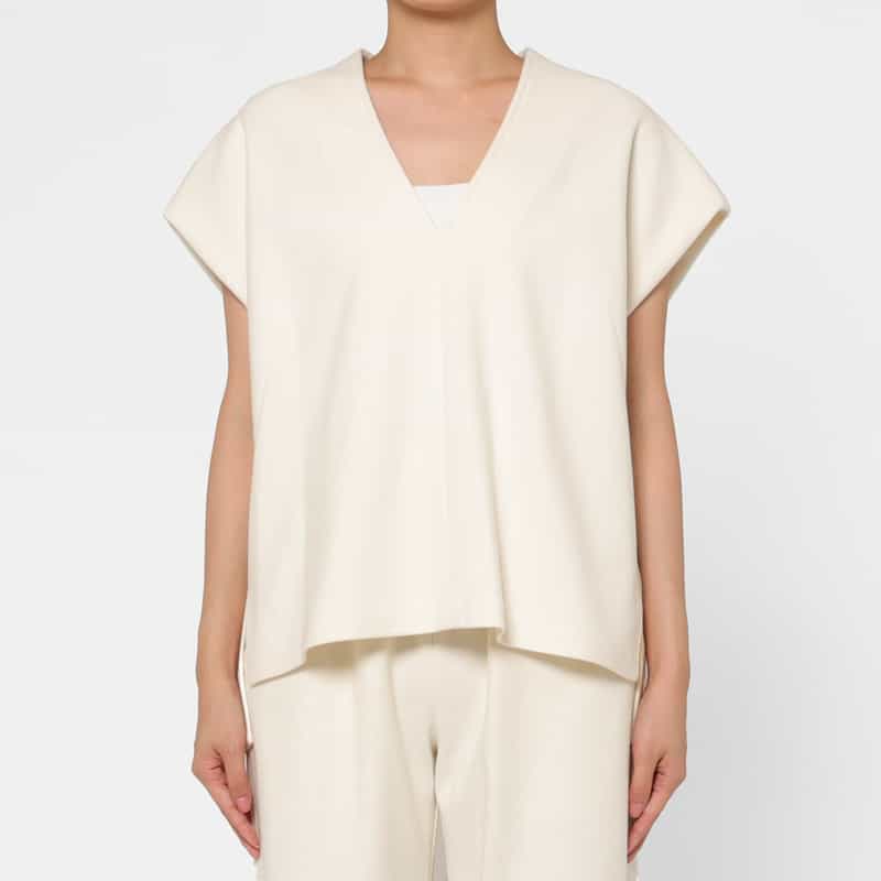 BARNEYS NEW YORK セットアップ ウォッシャブル メルトン風素材ブラウス WHITE
