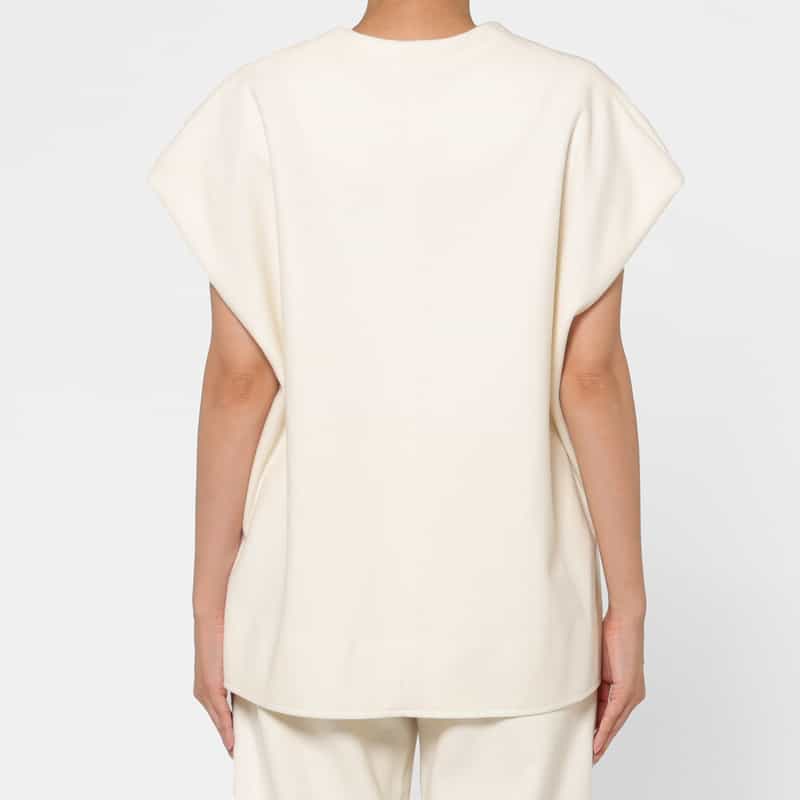 BARNEYS NEW YORK セットアップ ウォッシャブル メルトン風素材ブラウス WHITE