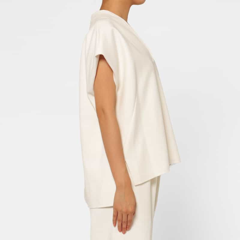 BARNEYS NEW YORK セットアップ ウォッシャブル メルトン風素材ブラウス WHITE