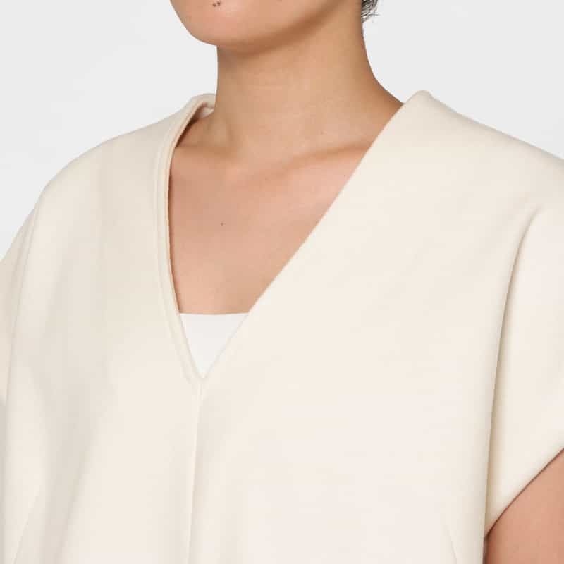 BARNEYS NEW YORK セットアップ ウォッシャブル メルトン風素材ブラウス WHITE