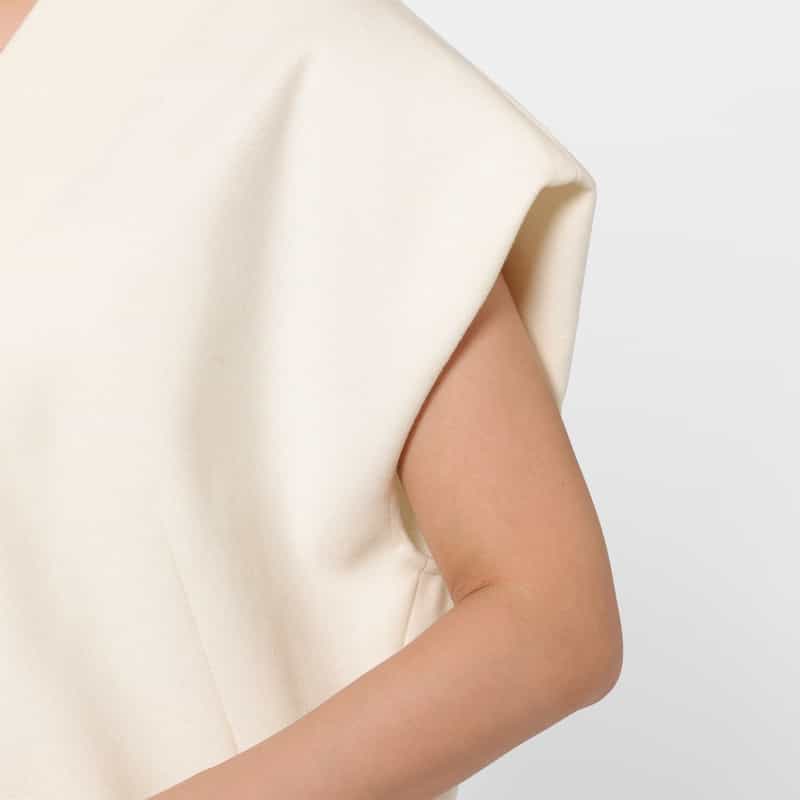 BARNEYS NEW YORK セットアップ ウォッシャブル メルトン風素材ブラウス WHITE