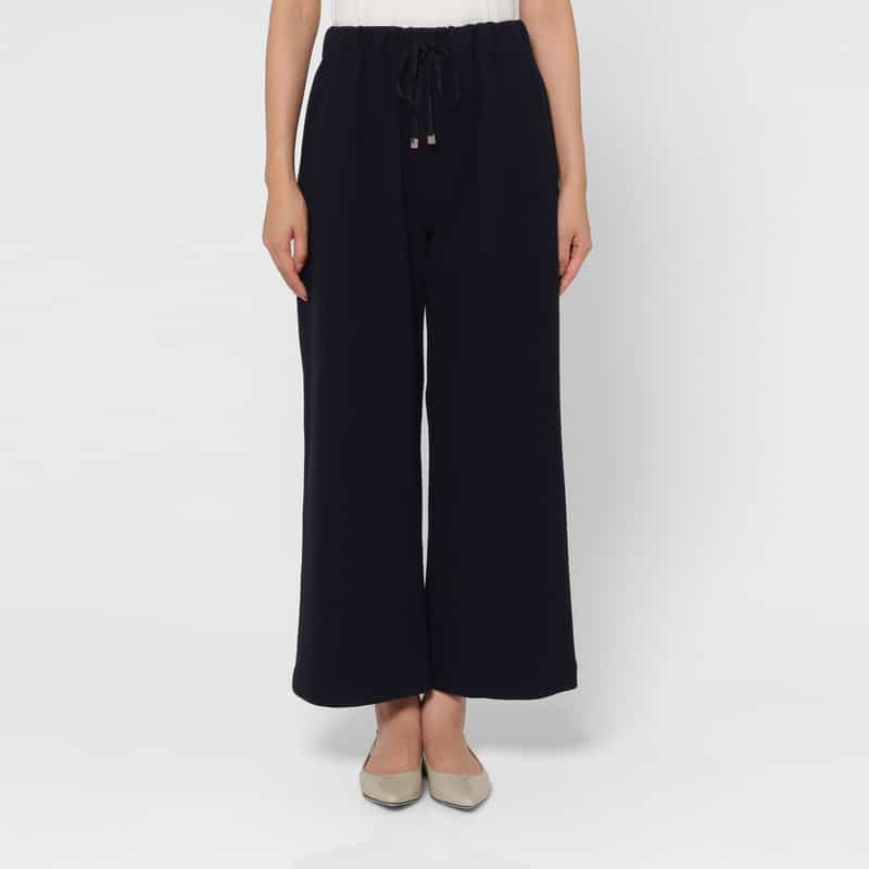 BARNEYS NEW YORK セットアップ ウォッシャブル メルトン風素材ワイドパンツ NAVY