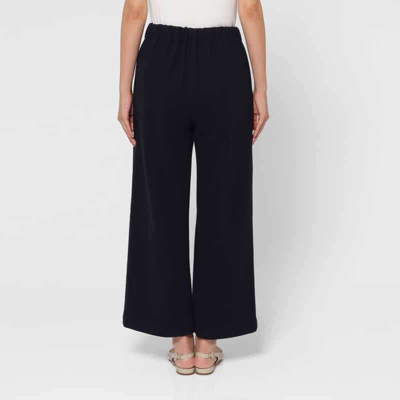 BARNEYS NEW YORK セットアップ ウォッシャブル メルトン風素材ワイドパンツ NAVY