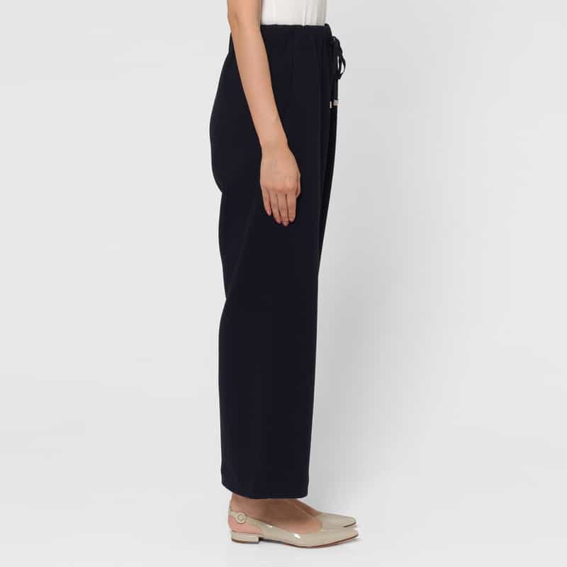 BARNEYS NEW YORK セットアップ ウォッシャブル メルトン風素材ワイドパンツ NAVY