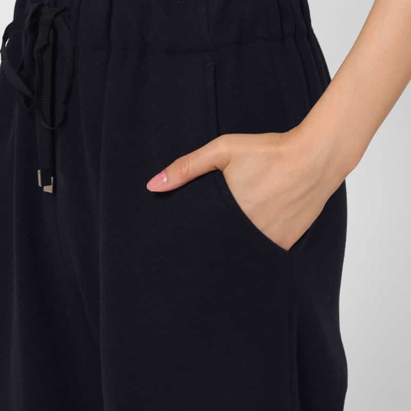 BARNEYS NEW YORK セットアップ ウォッシャブル メルトン風素材ワイドパンツ NAVY