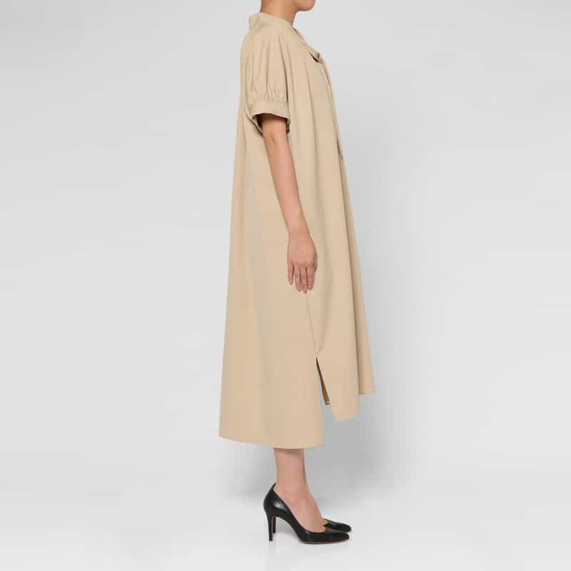 BARNEYS NEW YORK ウォッシャブル ウールライク ボウタイドレス BEIGE