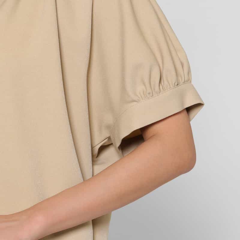 BARNEYS NEW YORK ウォッシャブル ウールライク ボウタイドレス BEIGE