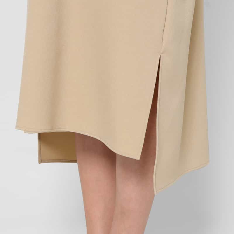 BARNEYS NEW YORK ウォッシャブル ウールライク ボウタイドレス BEIGE