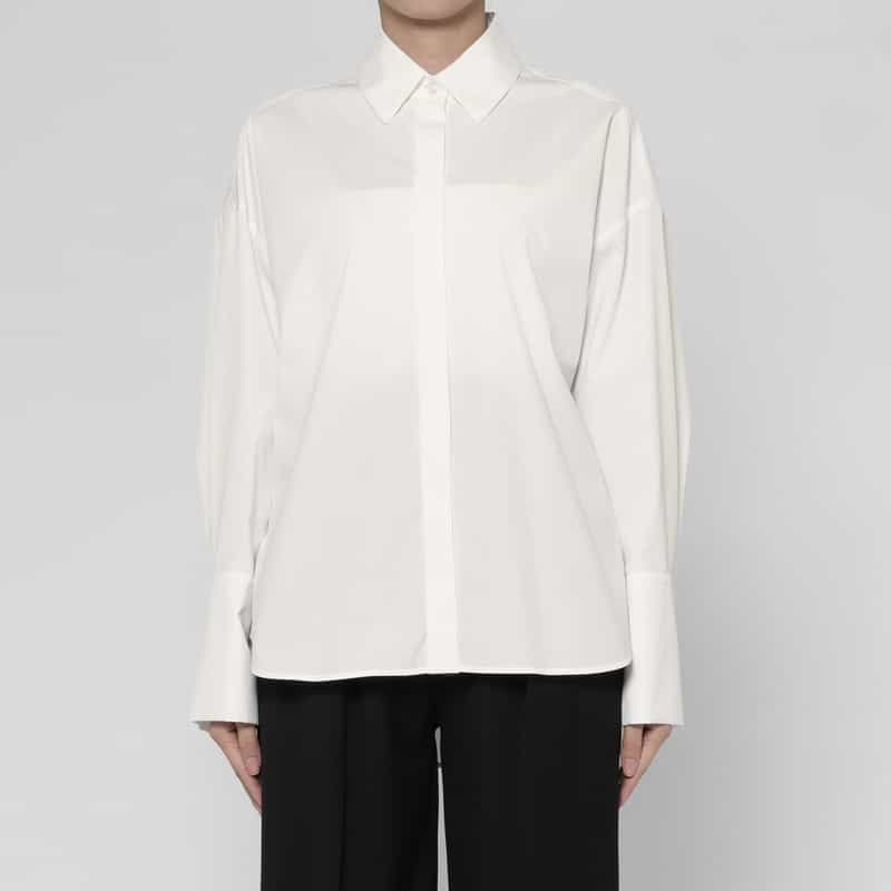 BARNEYS NEW YORK ウォッシャブル ワイドカフス オーバーシャツ WHITE