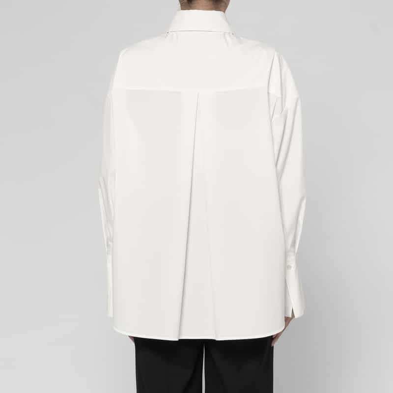 BARNEYS NEW YORK ウォッシャブル ワイドカフス オーバーシャツ WHITE