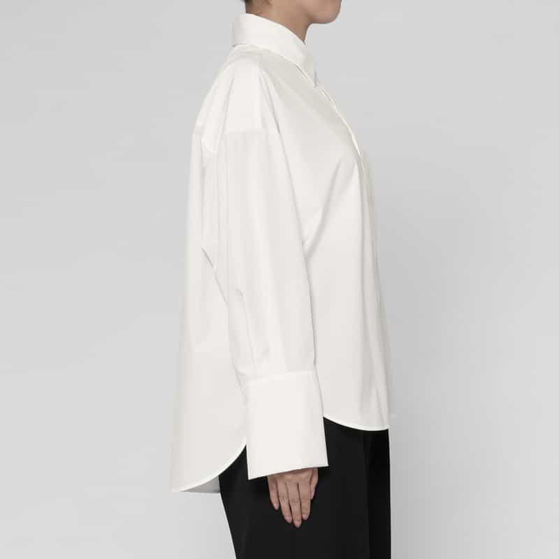 BARNEYS NEW YORK ウォッシャブル ワイドカフス オーバーシャツ WHITE