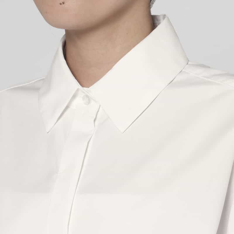 BARNEYS NEW YORK ウォッシャブル ワイドカフス オーバーシャツ WHITE