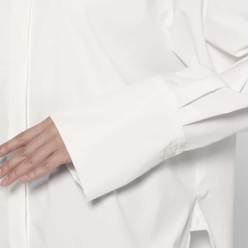 BARNEYS NEW YORK ウォッシャブル ワイドカフス オーバーシャツ WHITE