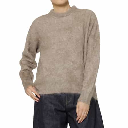 カシミヤ ファー加工クルーネックニットプルオーバー