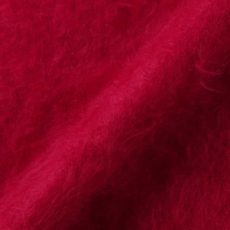 BARNEYS NEW YORK カシミヤ ファー加工クルーネックニットプルオーバー RED