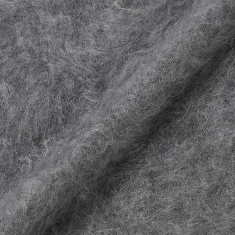 BARNEYS NEW YORK カシミヤ ファー加工クルーネックニットプルオーバー LIGHT GRAY