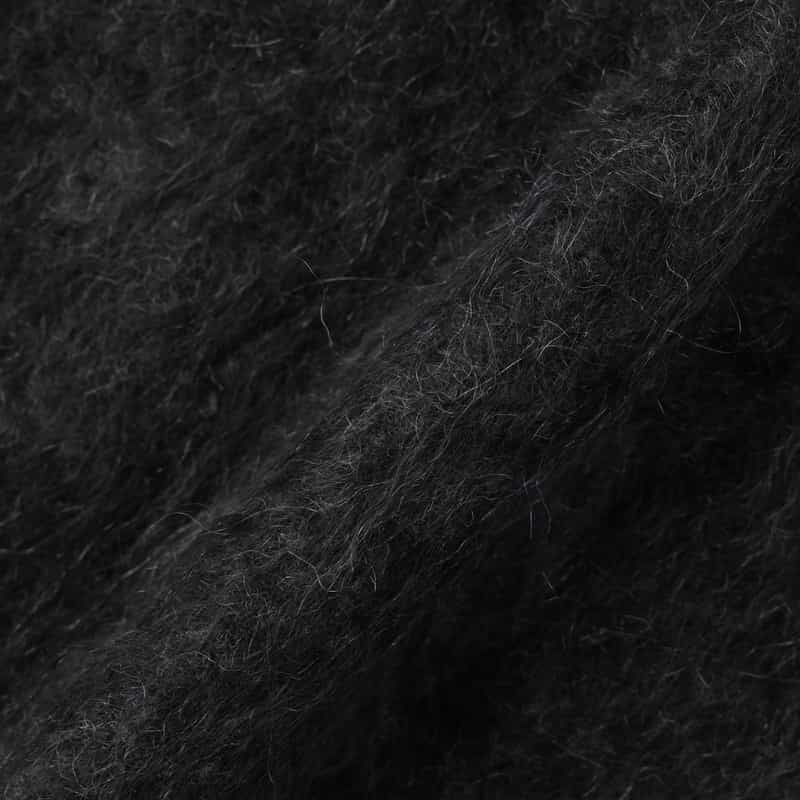BARNEYS NEW YORK カシミヤ ファー加工クルーネックニットプルオーバー DARK GRAY