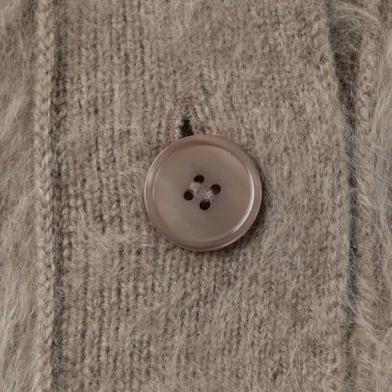 BARNEYS NEW YORK カシミヤ ファー加工 Vネックニットカーディガン BEIGE
