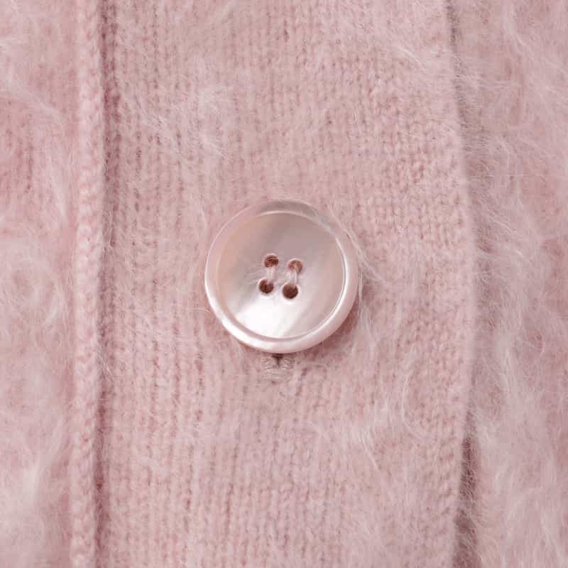 BARNEYS NEW YORK カシミヤ ファー加工 Vネックニットカーディガン PINK