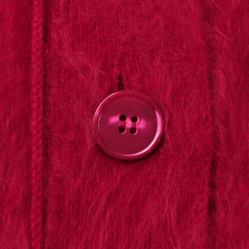 BARNEYS NEW YORK カシミヤ ファー加工 Vネックニットカーディガン RED