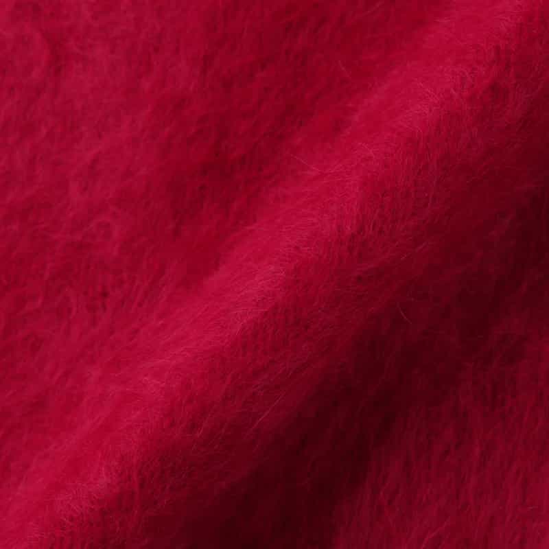 BARNEYS NEW YORK カシミヤ ファー加工 Vネックニットカーディガン RED