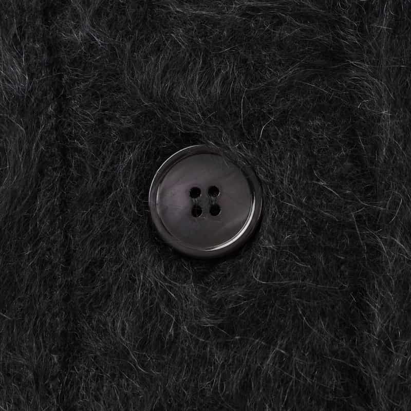 BARNEYS NEW YORK カシミヤ ファー加工 Vネックニットカーディガン DARK GRAY