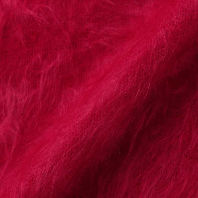 BARNEYS NEW YORK カシミヤ ファー加工 襟付きニットベスト RED