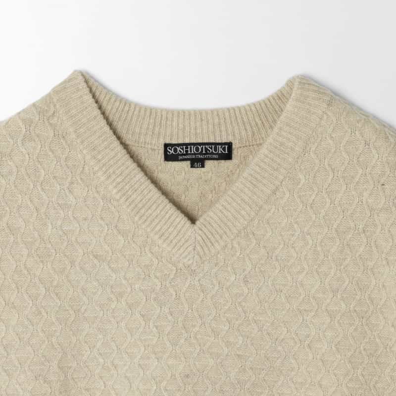 SOSHIOTSUKI SOSHIOTSUKI＜ソウシオオツキ＞ Vネックニットベスト BEIGE