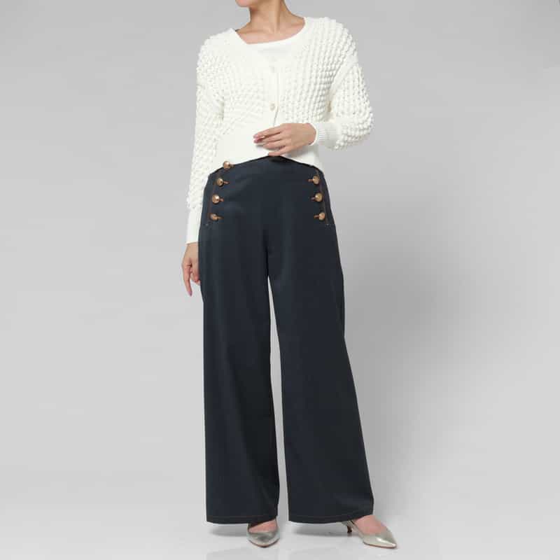 BARNEYS NEW YORK ウォッシャブル ホールガーメントポップコーンニットカーディガン WHITE