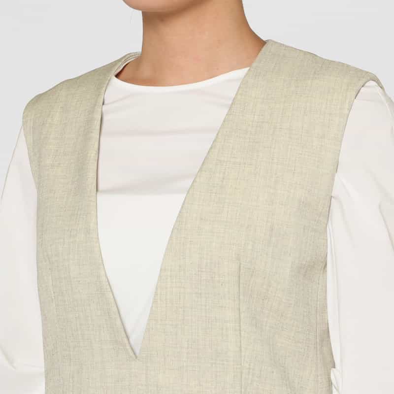 BARNEYS NEW YORK セットアップ ウォッシャブル ウールライク ジップデザインフラップジレ BEIGE