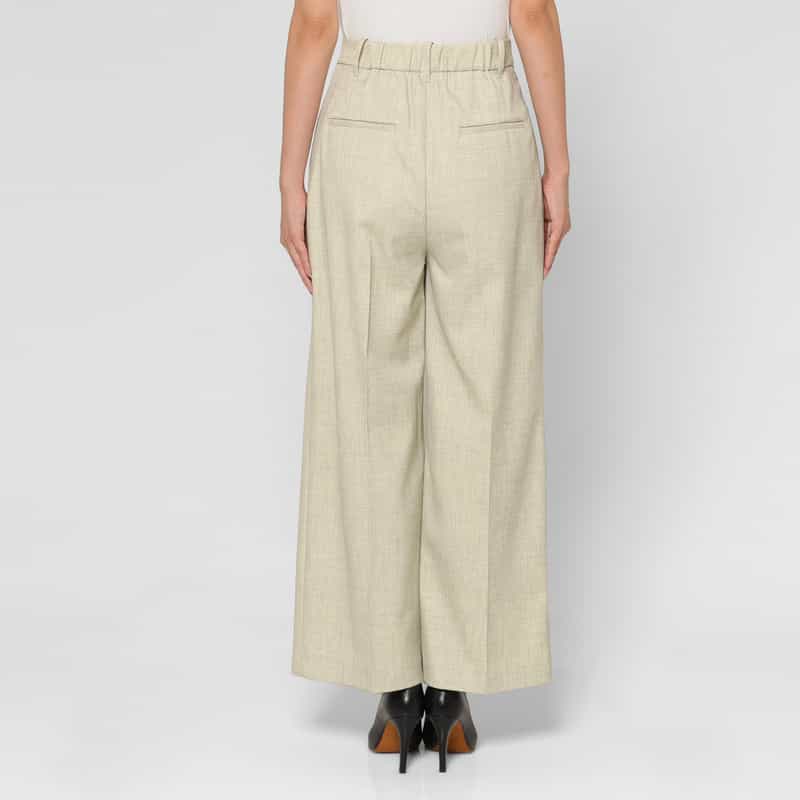 BARNEYS NEW YORK セットアップ ウォッシャブル ウールライク 2タックワイドパンツ BEIGE