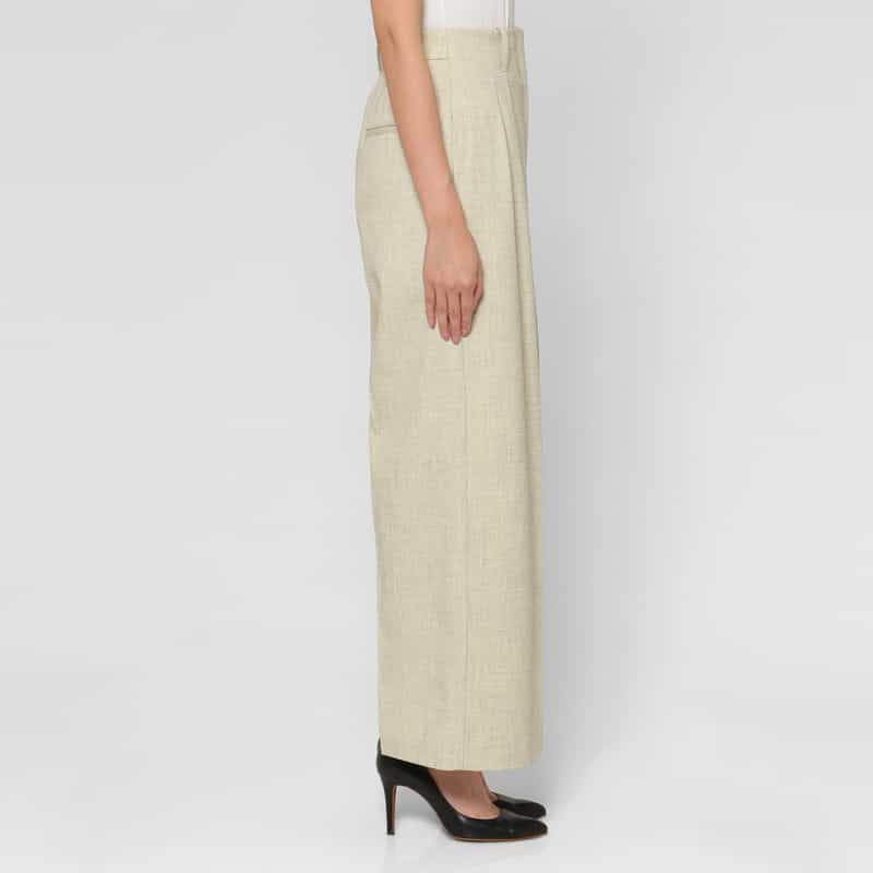 BARNEYS NEW YORK セットアップ ウォッシャブル ウールライク 2タックワイドパンツ BEIGE