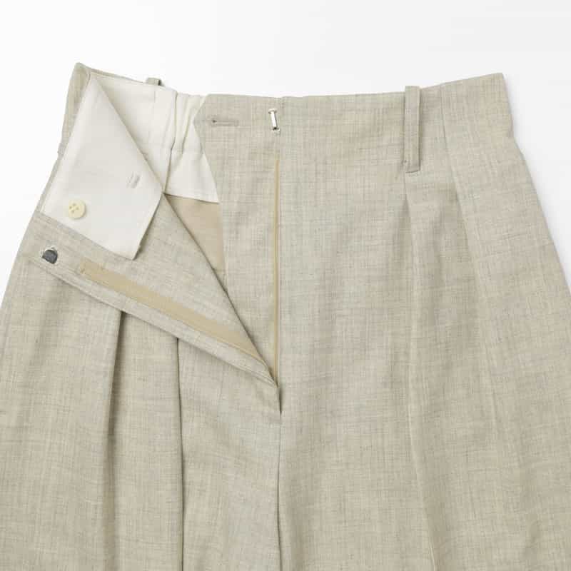 BARNEYS NEW YORK セットアップ ウォッシャブル ウールライク 2タックワイドパンツ BEIGE