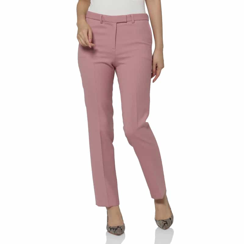 BARNEYS NEW YORK ウォッシャブル ウール混ダブルクロステーパードパンツ PINK